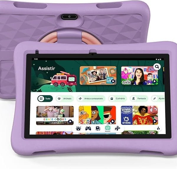 Plimpton Kids Tablet Android 14, Tablet for Kids 10 inch with Google Kids Space, 6GB RAM/64GB Storage, 4-core, 6000mAh Battery, Parental Control, WiFi,