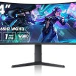 KOORUI 21:9 WQHD 3440 * 1440 4K （HDR 400）34 Inch 1800R Curved Gaming Monitor, 165Hz MPRT 1MS  Hdmi DP 90% DCI-P3 OSD Roker Computer Gamer Monitors