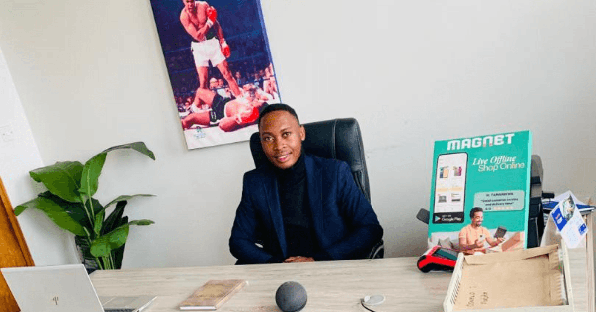 Takunda Mugaradziko, Founder and CEO of Magnet E-Store in Zimbabwe