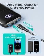 INIU Power Bank, Smallest 22.5W 10000mAh Portable Charger, USB C in&out Fast Charging 3 Ports - Image 4