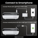 HAPPRUN 1080P Bluetooth Projector – Portable Mini Movie Projector with Speaker, 200” Display Support - Image 6