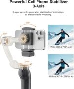 KOSCHEAL Cell Phone Stabilizer, Portable and Foldable 3-Axis Gimbal Stabilizer, Ideal for Vlogging, Youtube, TikTok and Vlog Live for Android and iOS - Image 5