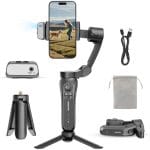 KOSCHEAL Cell Phone Stabilizer, Portable and Foldable 3-Axis Gimbal Stabilizer, Ideal for Vlogging, Youtube, TikTok and Vlog Live for Android and iOS