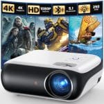 HAPPRUN 1080P Bluetooth Projector – Portable Mini Movie Projector with Speaker, 200” Display Support