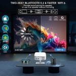 Salange Smart Portable Projector with Stand – Native 1080P, Android 13, 4K HDR Support, WiFi & Bluetooth, 300" Display - Image 4