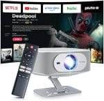 Salange Smart Portable Projector with Stand – Native 1080P, Android 13, 4K HDR Support, WiFi & Bluetooth, 300" Display