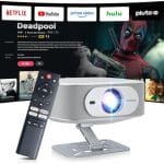 Salange Smart Portable Projector with Stand – Native 1080P, Android 13, 4K HDR Support, WiFi & Bluetooth, 300" Display