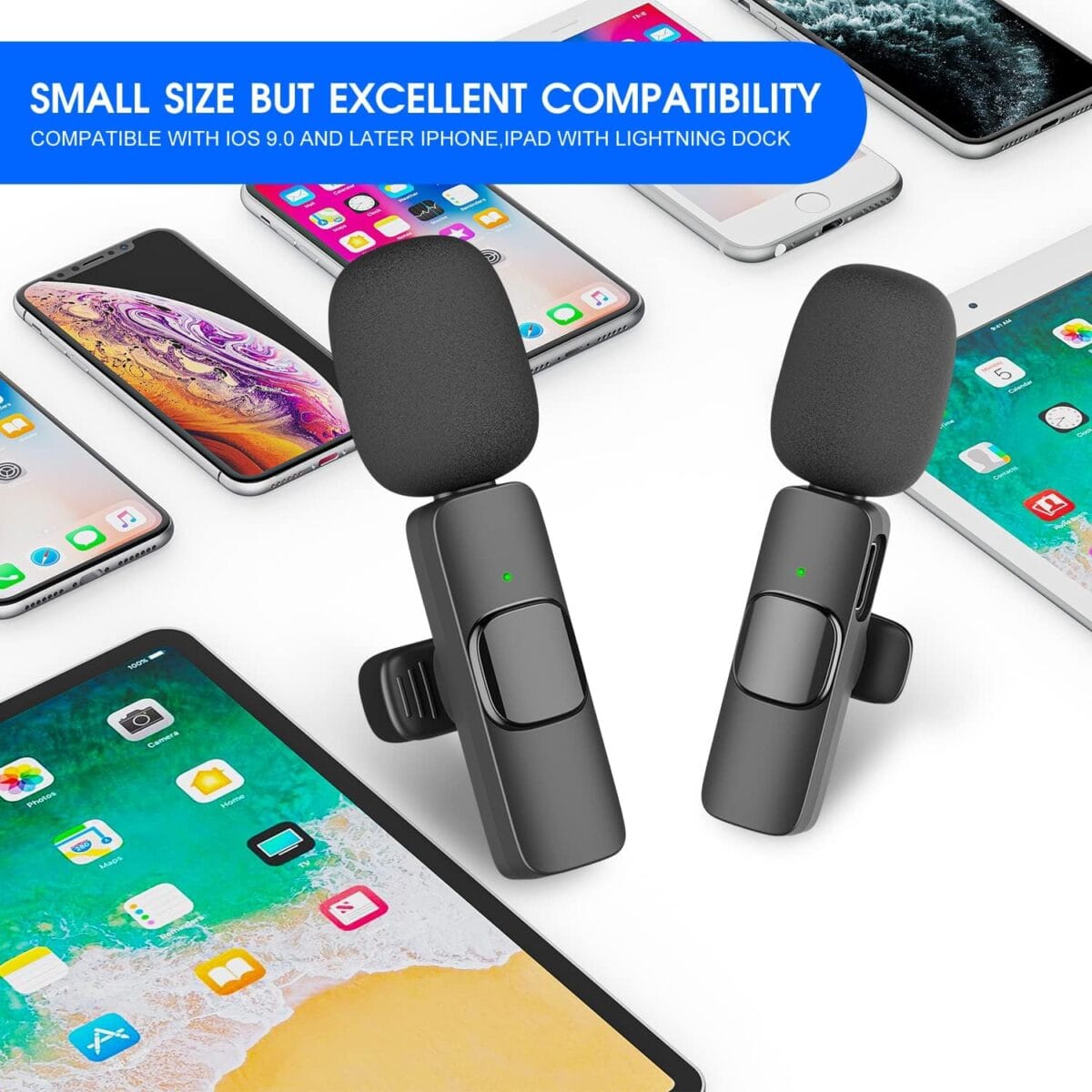 Kdewere 2 Pack Wireless Lavalier Microphone for iPhone iPad, Lapel Mics Plug-Play 2.4G Ultra-Low Delay Built-in Noise Reduction Chip - Image 6