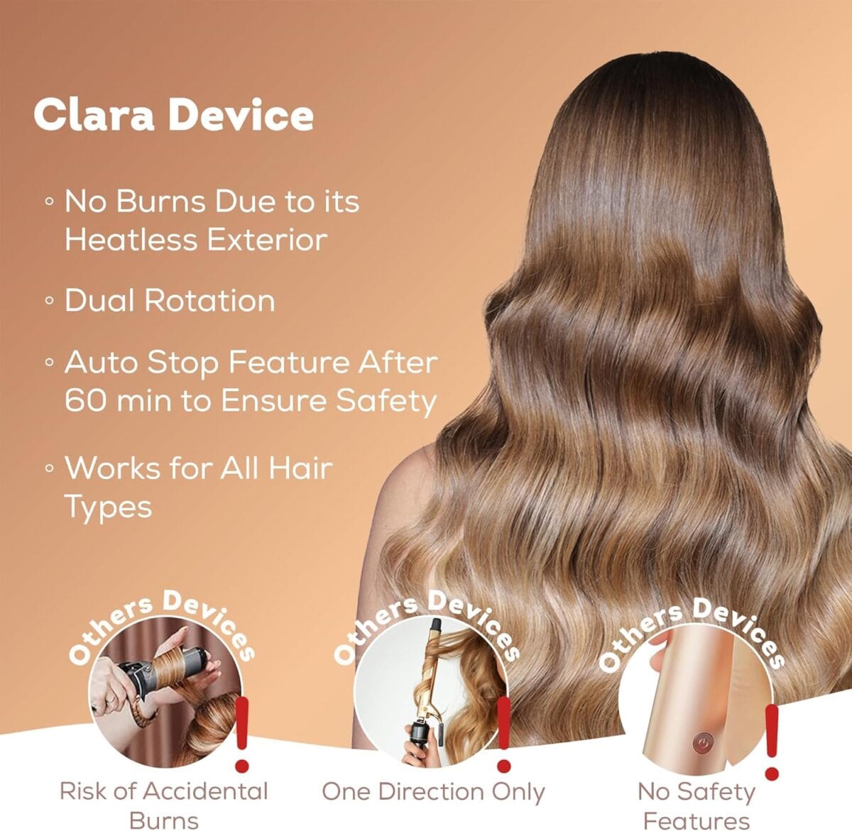 Clara Oil-Coated Protective Auto-Curler – Anti-Burn, Tangle-Free, Auto Shut-Off - Image 8
