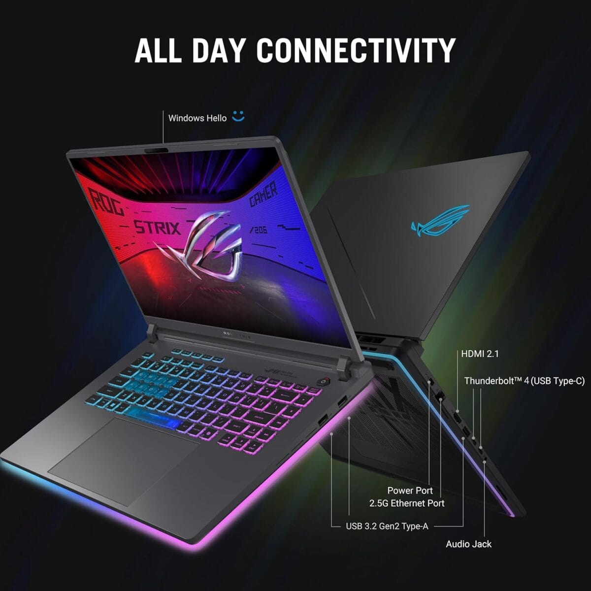 ASUS ROG Strix G16 (2025) Gaming Laptop, 16-Inch FHD+ 1610 165 Hz/3ms Display, NVIDIA® GeForce RTX™ 5060 Laptop GPU, Intel® Core i7 14650HX Processor, 16 GB DDR5, 1 TB Gen 4 SSD, Wi-Fi 7 - Image 7