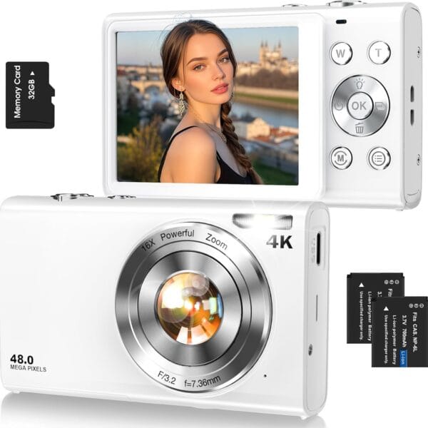 Digital Camera,Autofocus 4K Vlogging Camera for Photography with 32GB Card,48MP Portable