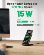 INIU Wireless Charger Stand, 15W Fast Wireless Charging Station with Sleep-Friendly - Image 2