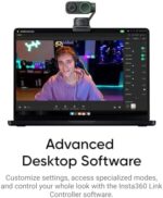 Insta360 Link 2 Black- PTZ 4K Webcam for PC/Mac, 1/2" Sensor, AI Tracking, HDR, AI Noise-Canceling Mic, Gesture Control for Streaming, - Image 8