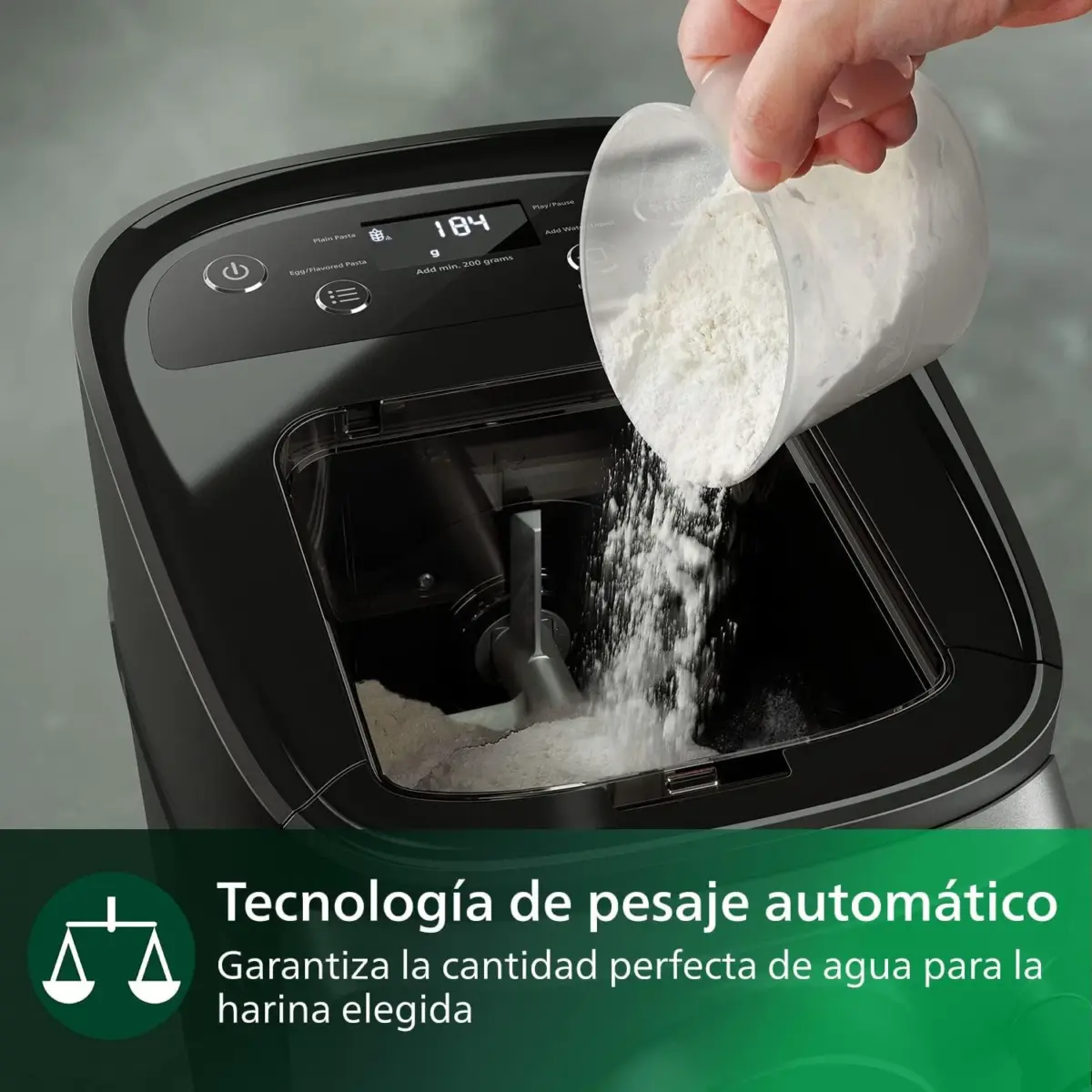 Philips Pasta Maker Series 7000 - ProExtrude Technology, Auto-Weighing, Fully Automatic, 8 Shaping Discs, Black (HR2665/93) - Image 3
