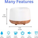 AZULON Aromatherapy Diffuser 300ml Essential Oil & Cool Mist Humidifier with Remote Control, 7 LED Colours, Timer & Auto Shut-Off - Image 2