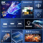 Salange 4K+ Smart Projector,Android 14.0 Built-in Apps,Native 1080P | 2026  Color : Black - Image 2