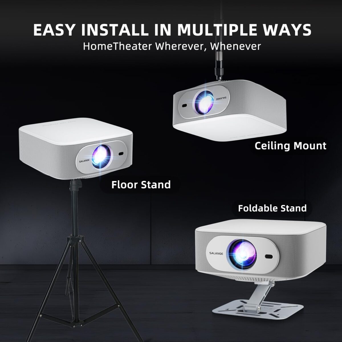 Salange 4K+ Smart Projector,Android 14.0 Built-in Apps,Native 1080P | 2026  Color : Black - Image 7
