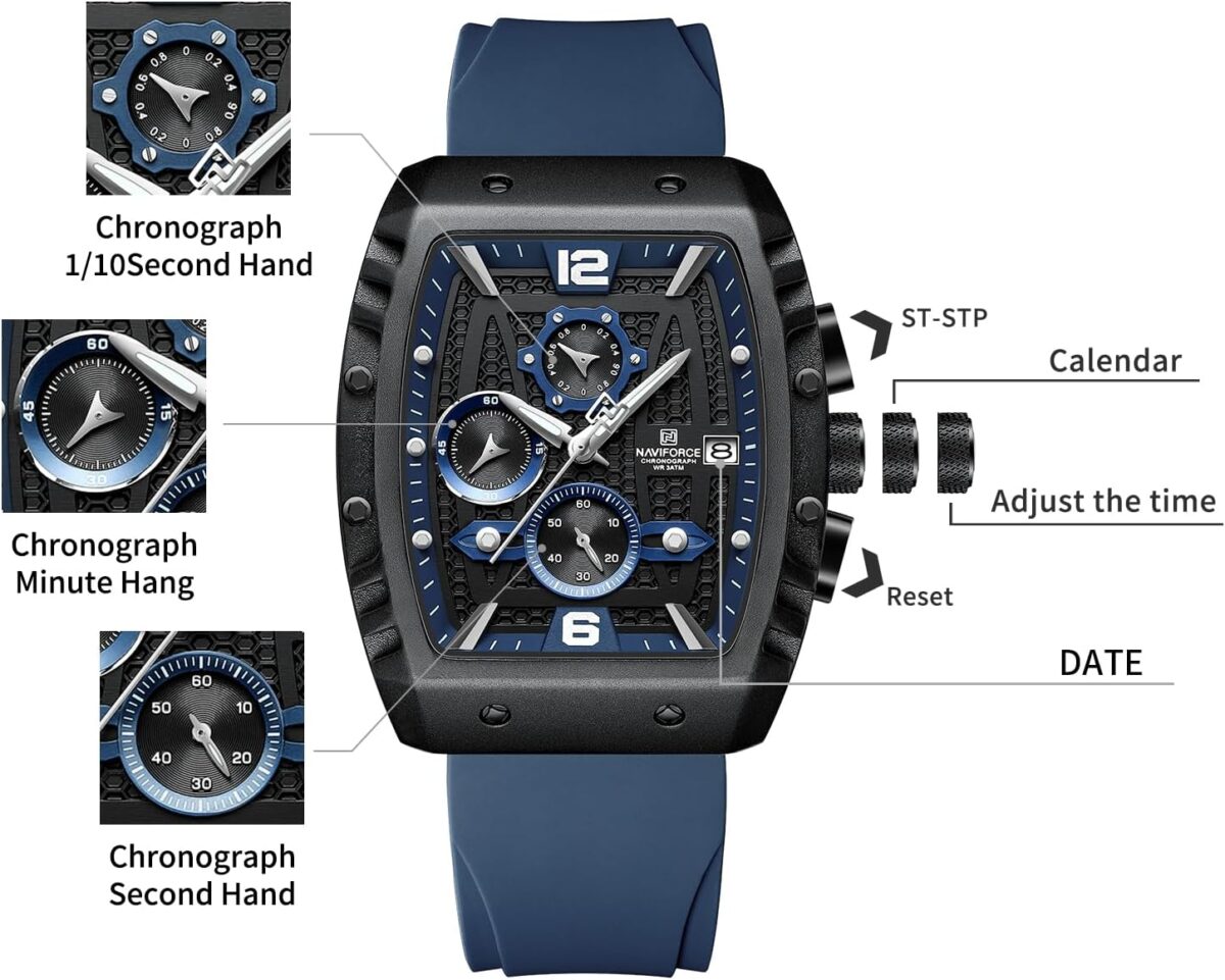 NAVIFORCE Men Quartz Watch Auto Date Week Business Dress Analog Wrist Watches - Image 3