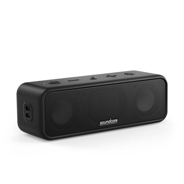 Soundcore 3 by Anker Soundcore, Bluetooth Speaker with Stereo Sound, Pure Titanium Diaphragm Drivers, PartyCast Technology, BassUp, 24H Playtime, IPX7 Waterproof, App, Custom EQ,