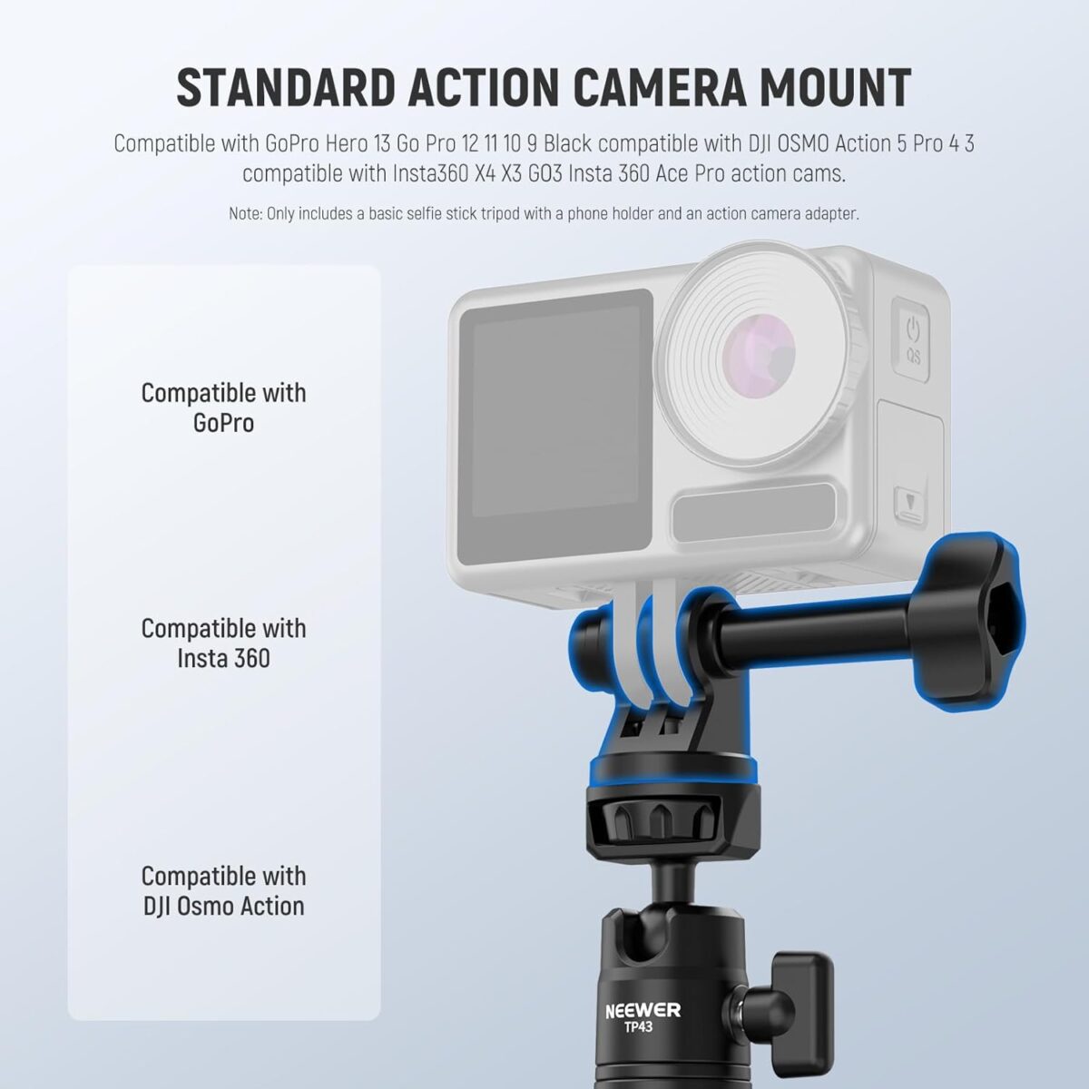 Neewer Mini Desktop Selfie Stick Tripod Compatible with iPhone GoPro Insta360 DJI with 360° - Image 5