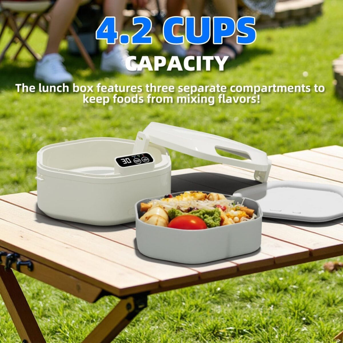 Cordless Electric Lunch Box, Fast Heating Food Warmer with 3-Compartment Leak-Proof Tray, Ideal for Office - Image 9