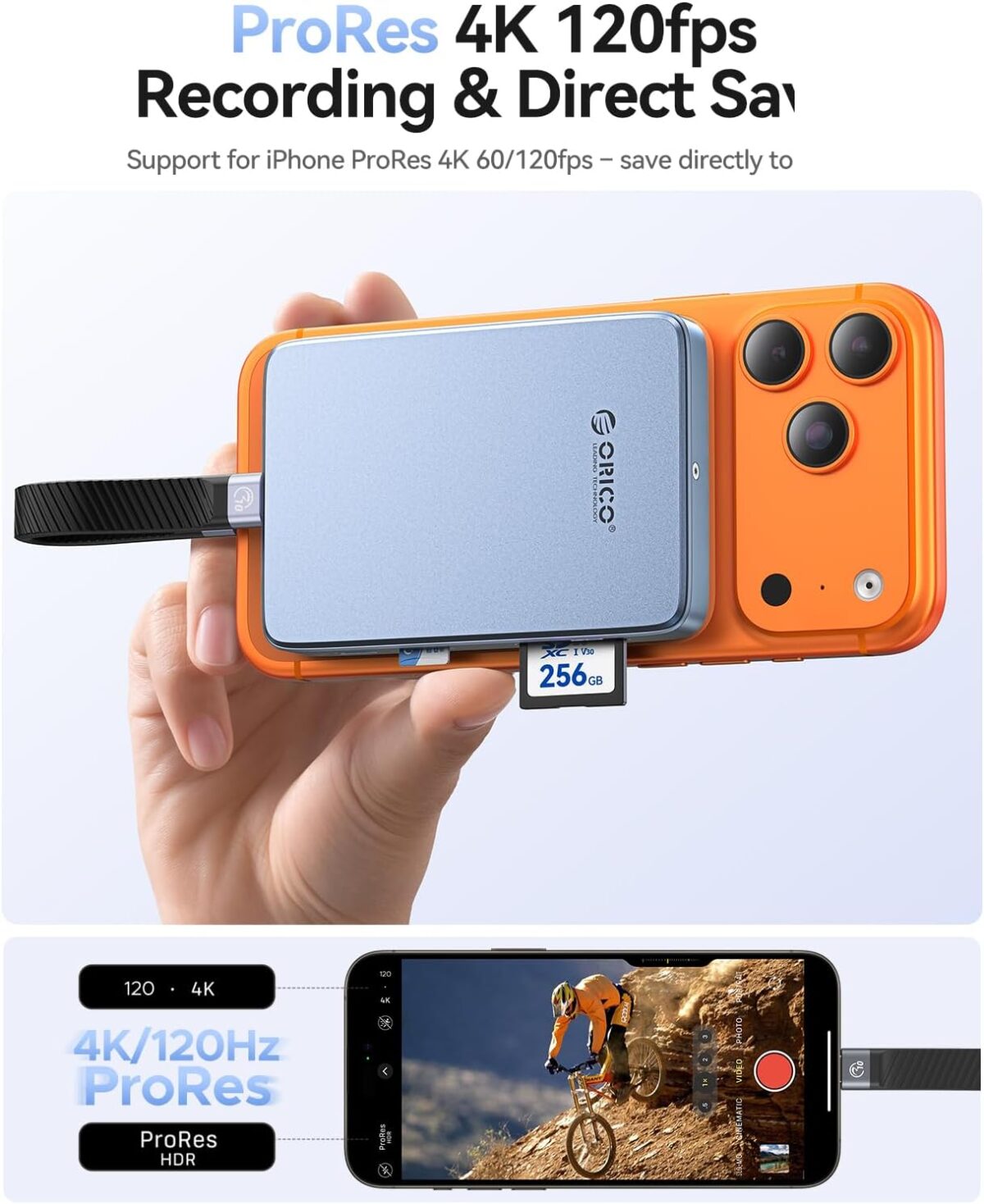 ORICO Magnetic M.2 NVMe SSD Enclosure USB3.2 Gen2 10Gbps PD 100W TF/SD Card Reader MagSafe Dock for iPhone 15 Series going up - Image 4