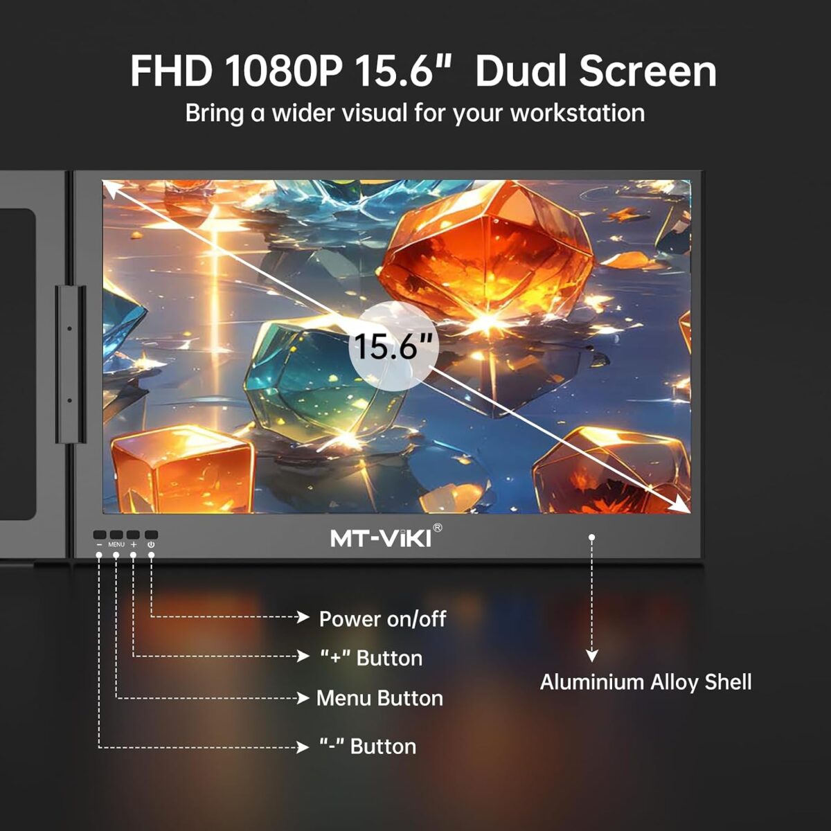 MT-VIKI 15.6 inch Laptop Screen Extender, Potable Screen - Size : 15.6" Monitor - Image 7
