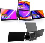 KPKUE 14" Triple Laptop Screen Extender, FHD IPS Multi Screen Extender with USB-C/USB-A