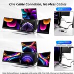 KPKUE 14" Triple Laptop Screen Extender, FHD IPS Multi Screen Extender with USB-C/USB-A - Image 3