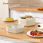 Cordless Electric Lunch Box, Fast Heating Food Warmer with 3-Compartment Leak-Proof Tray, Ideal for Office - Image 3