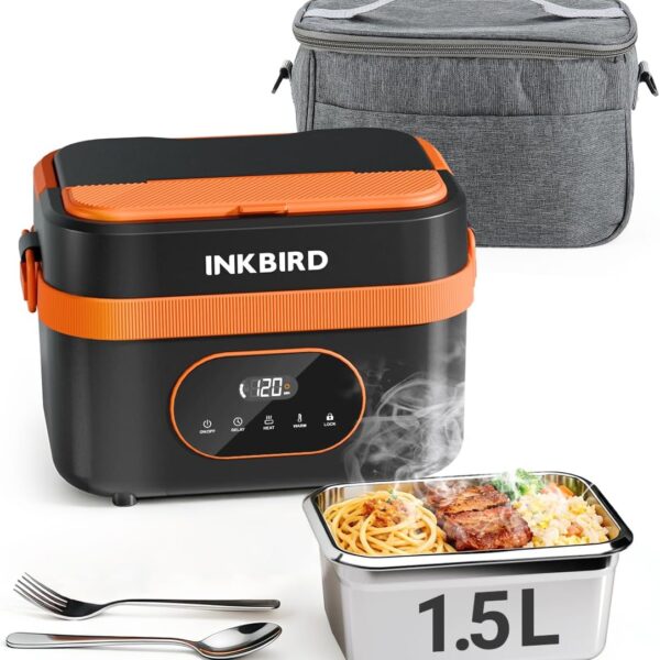 INKBIRD Cordless Electric Lunch Box with Insulated Bag, 16000mAh Rechargeable Self-Heating Food Warmer, 1.5L