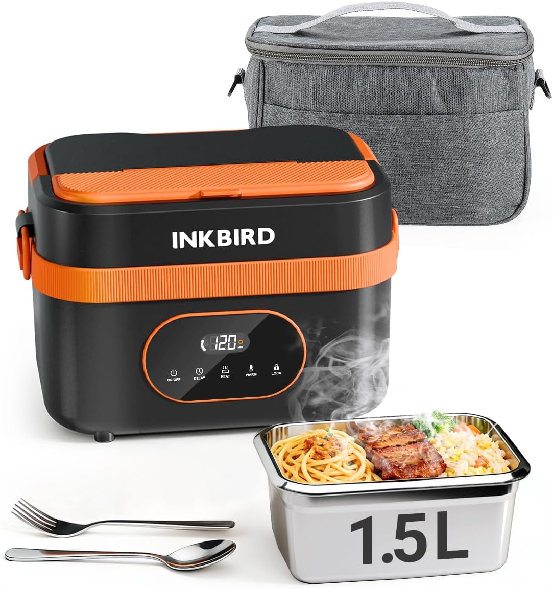 71yws1qF8FL._AC_SL1500_.jpg INKBIRD Cordless Electric Lunch Box with Insulated Bag, 16000mAh Rechargeable Self-Heating Food Warmer, 1.5L - Image 1