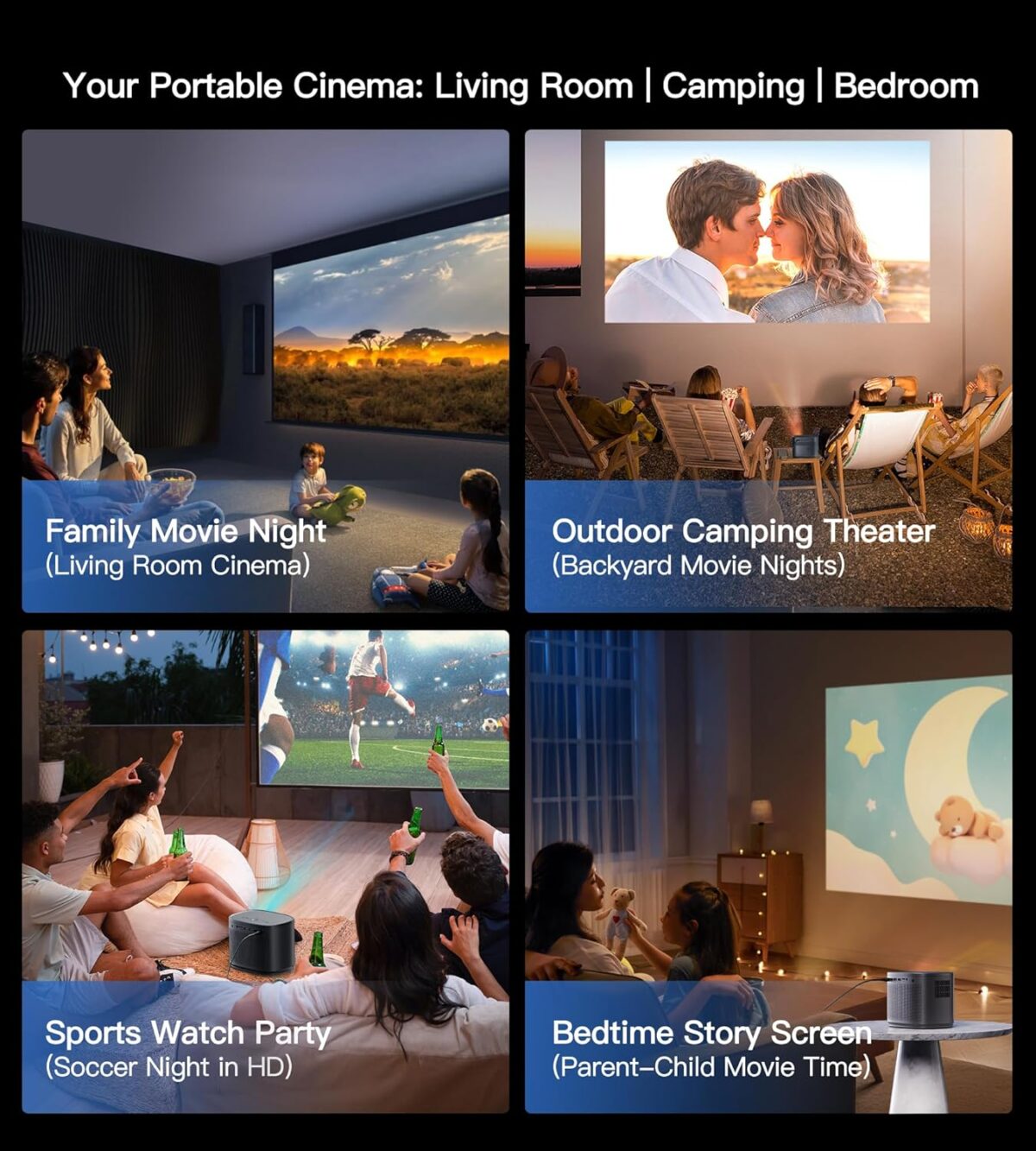 Mini Projector 1080P HD,4K Supported Portable Movie Projector-200” Display,Built-in Speaker - Image 9