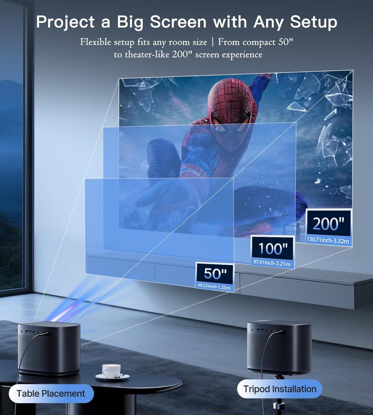 Mini Projector 1080P HD,4K Supported Portable Movie Projector-200” Display,Built-in Speaker - Image 6