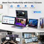 KPKUE 14" Triple Laptop Screen Extender, FHD IPS Multi Screen Extender with USB-C/USB-A - Image 5