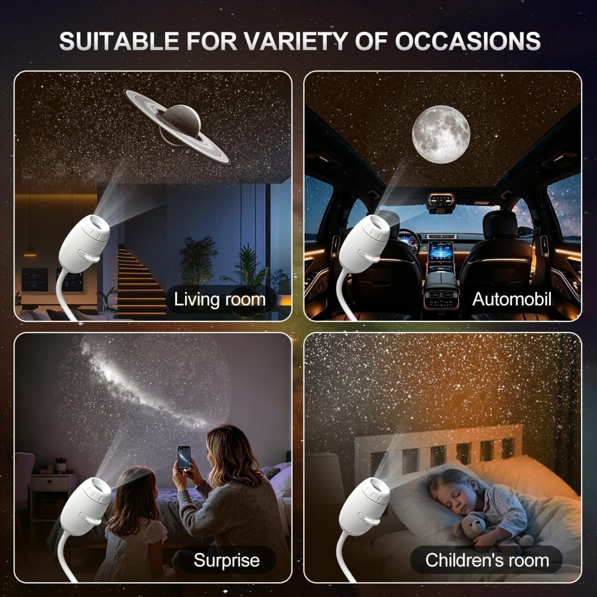 2 in 1 USB Star Galaxy Projector Night Light with 12 Ultra HD Glass Films | Adjustable Focus,Replaceable Slides,Room Star Ambient Light,Kids Projector - Image 6