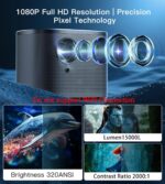Mini Projector 1080P HD,4K Supported Portable Movie Projector-200” Display,Built-in Speaker - Image 3