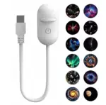 2 in 1 USB Star Galaxy Projector Night Light with 12 Ultra HD Glass Films | Adjustable Focus,Replaceable Slides,Room Star Ambient Light,Kids Projector