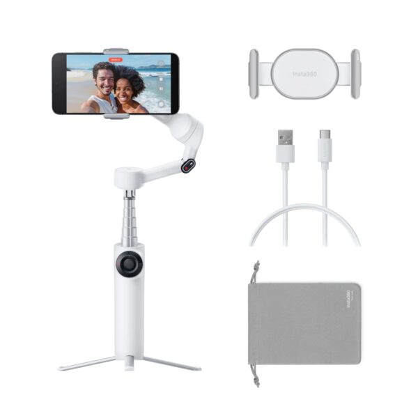 Insta360 Flow 2 Phone Gimbal Stabiliser, Standard Bundle, Summit White