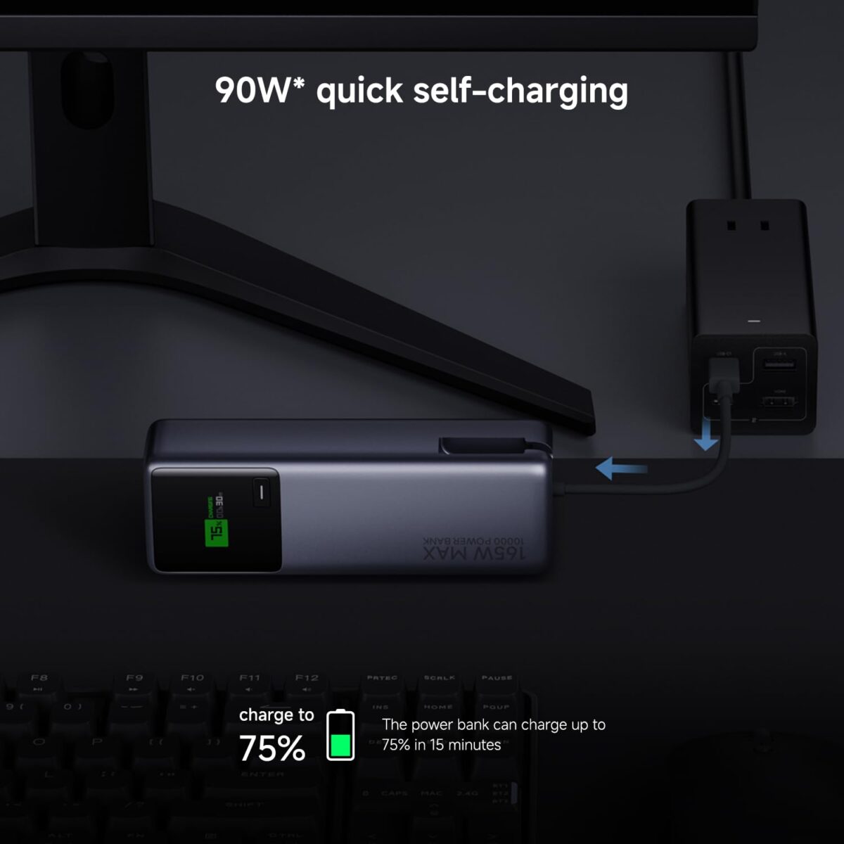 Xiaomi 10000mAh 165W Power Bank with Integrated USB-C Cable, Cool Grey - Image 4