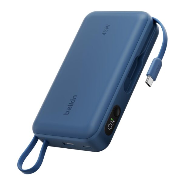 Belkin UltraCharge 20000mAh 45W Power Bank with Built-in USB-C Cable, Blue