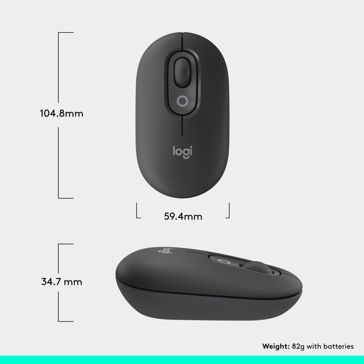 Logitech POP Mouse Wireless Bluetooth Mouse, Graphite - Image 3
