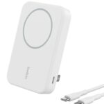 Belkin BoostCharge Pro Qi2 15W 8000mAh Wireless Power Bank with Kickstand, White