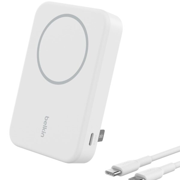 Belkin BoostCharge Pro Qi2 15W 10000mAh Magnetic Power Bank with Kickstand, White
