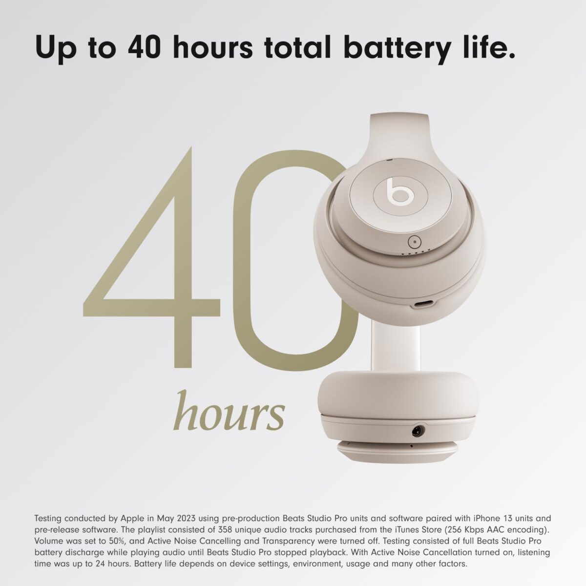 Beats Studio Pro Wireless Noise Cancelling Headphones, Sandstone - Image 3
