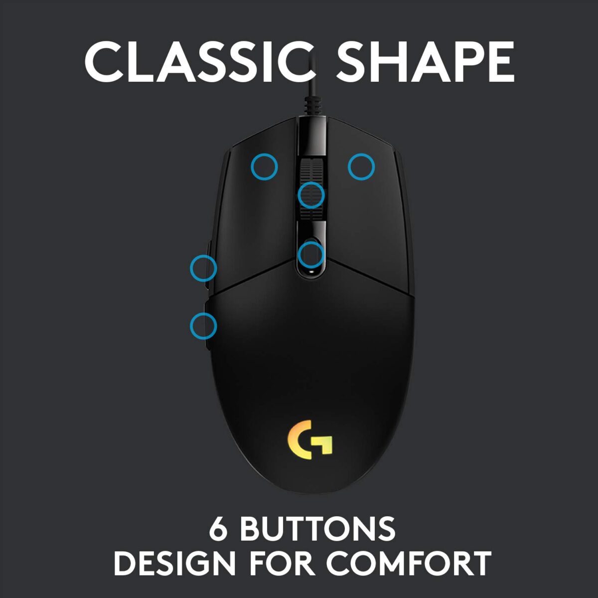Logitech G102 LIGHTSYNC Wired Gaming Mouse, Black - Image 4