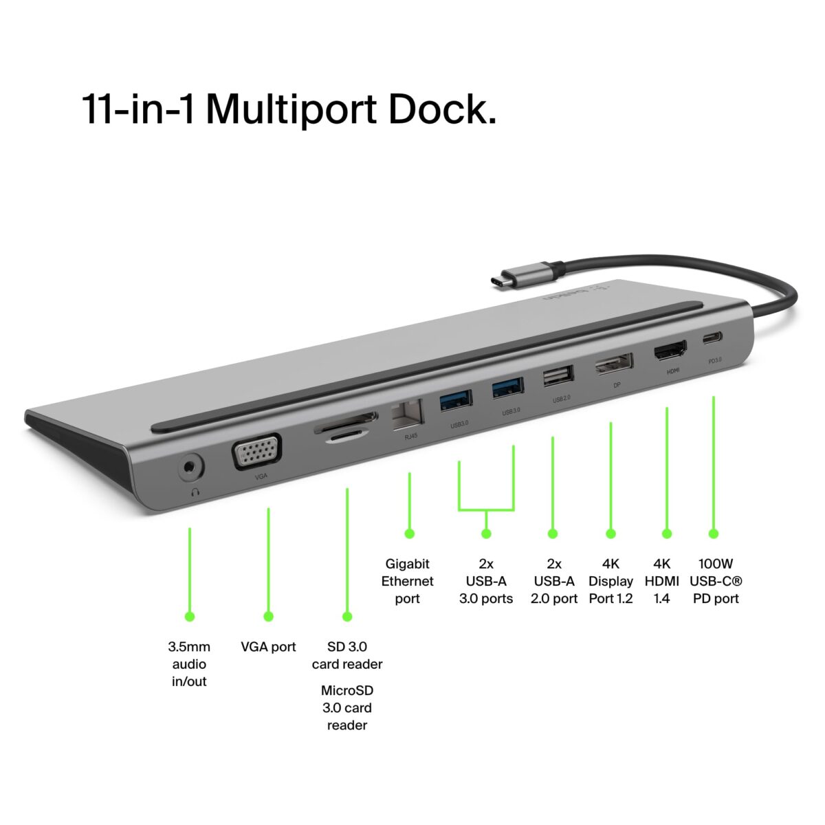 Belkin 11-in-1 USB-C Hub INC004btSGY with 4K HDMI and 100W Power Delivery - Image 2