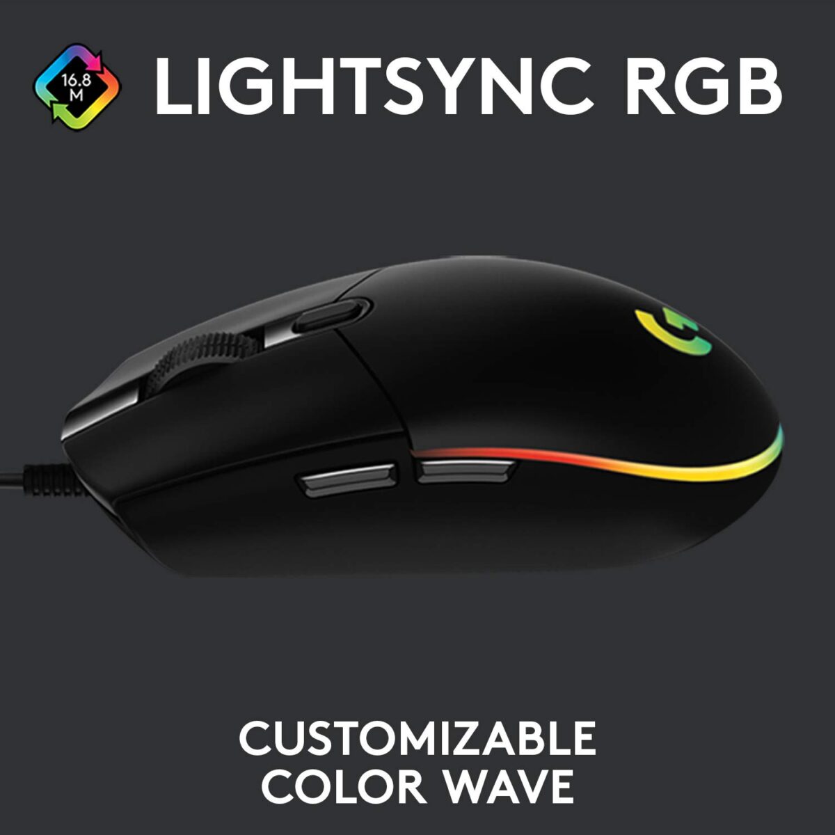 Logitech G102 LIGHTSYNC Wired Gaming Mouse, Black - Image 2