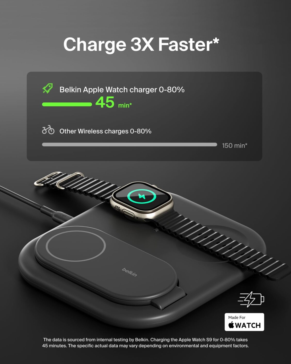 Belkin BoostCharge 3-in-1 Qi2 15W Foldable Wireless Charging Station, Black - Image 3