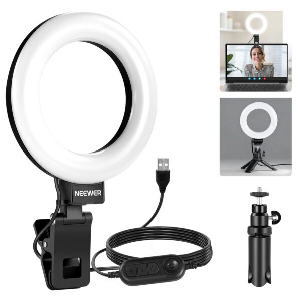NEEWER BASICS 5-Inch Clip-On Ring Light with Desk Tripod